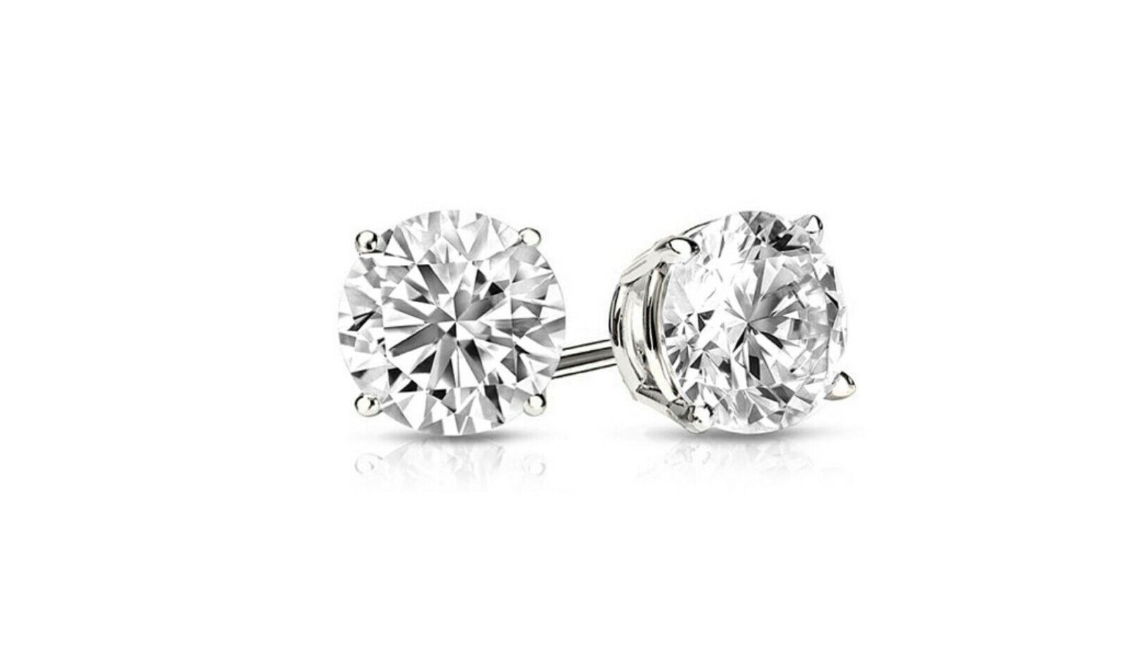 5PC Sterling Silver CZ Stud Earrings Set