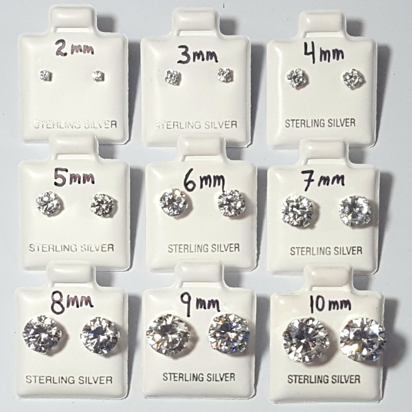 Sterling Silver Round Cut CZ Stud Earrings