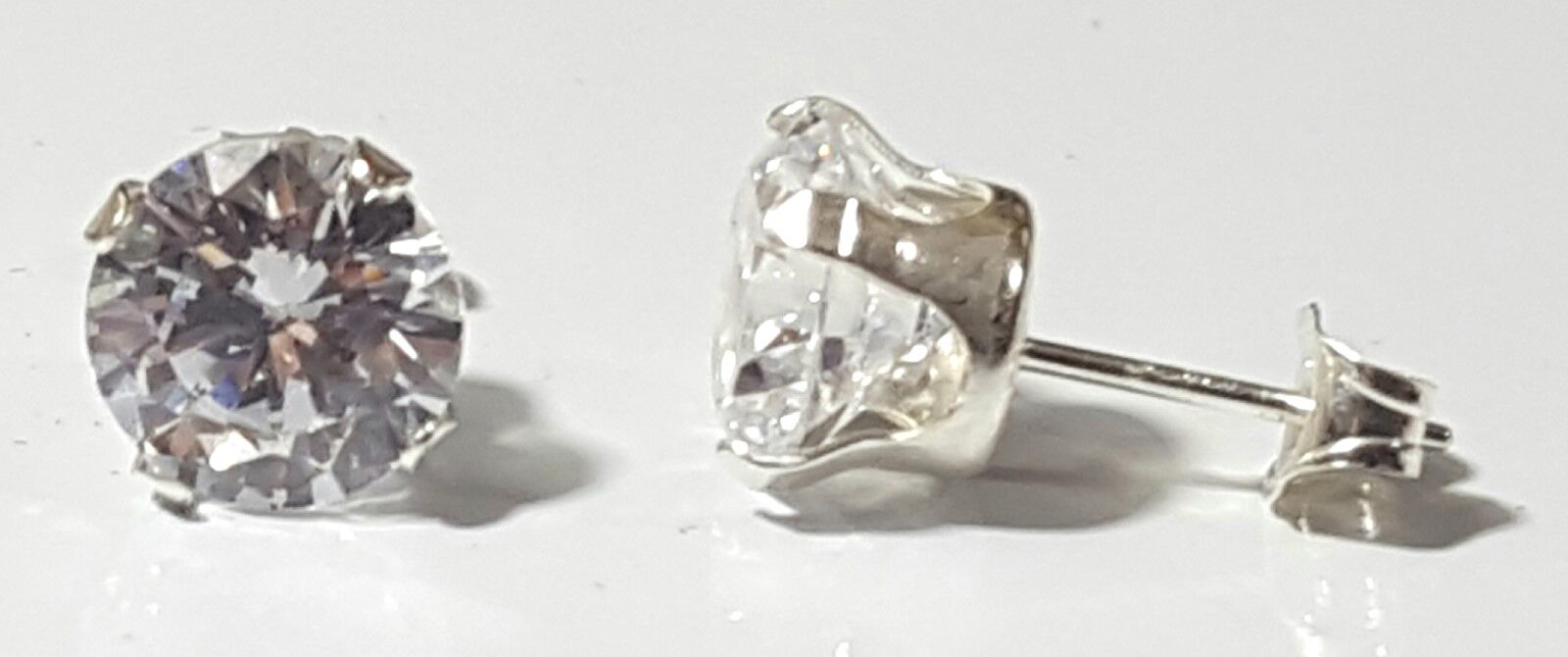 Sterling Silver Round Cut CZ Stud Earrings