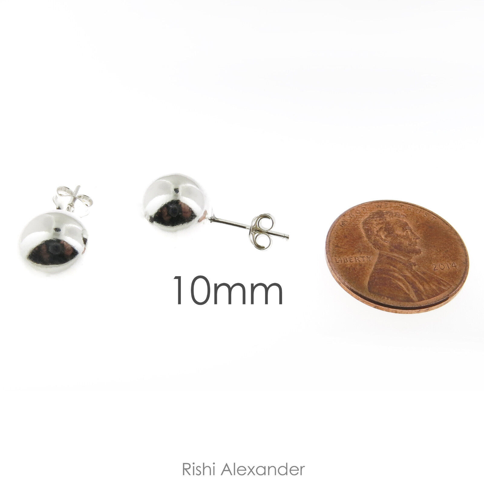 S925 Sterling Silver High-Polish Ball Stud Earrings