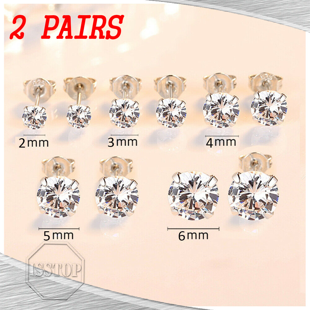 Sterling Silver Cubic Zirconia Round Stud Earrings