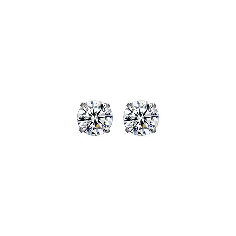 Sterling Silver Cubic Zirconia Round Stud Earrings