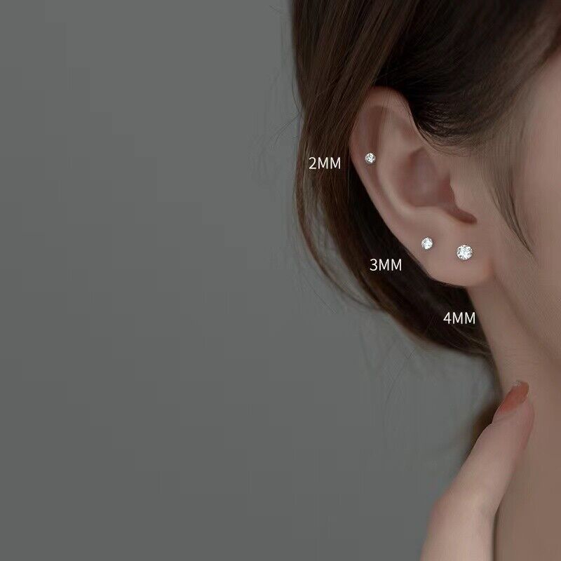 Sterling Silver Cubic Zirconia Round Stud Earrings