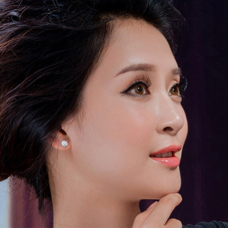 Sterling Silver Cubic Zirconia Round Stud Earrings