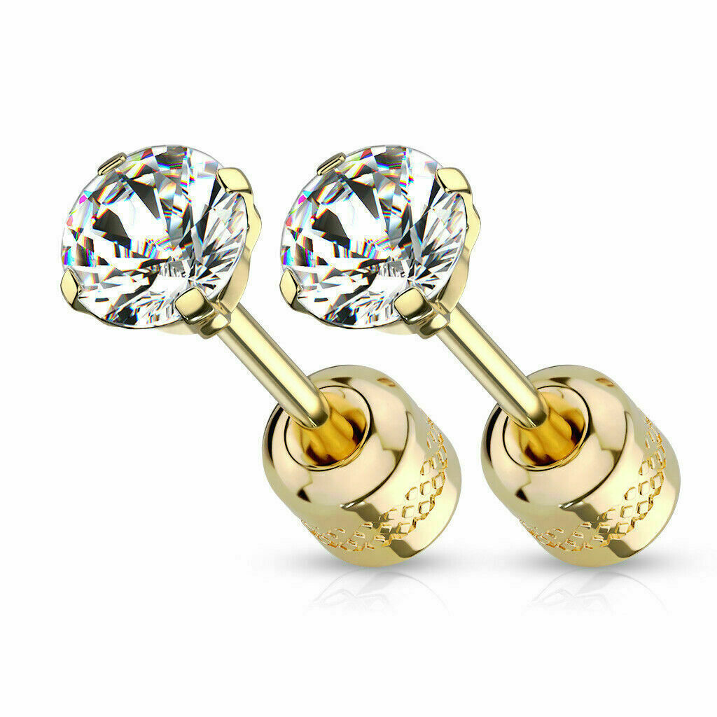Silver CZ Round Stud Earrings for Men & Women