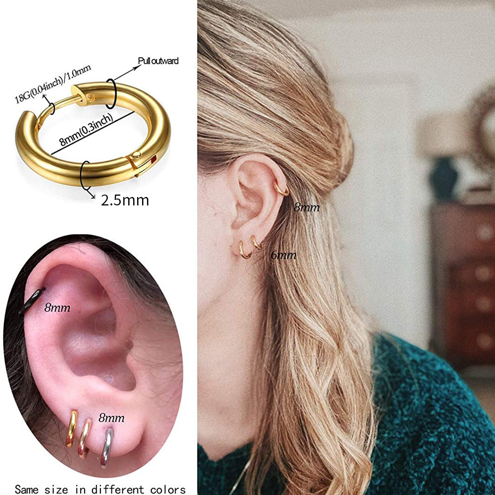 Stylish Stainless Steel Small Hoop Earrings