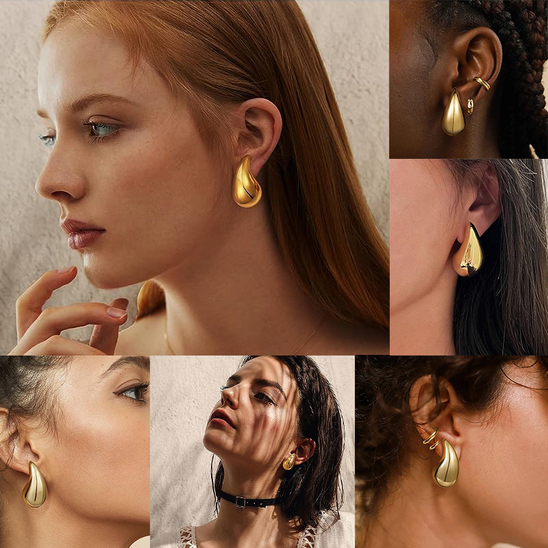 Gold Plated Teardrop Earrings for Trendy Women