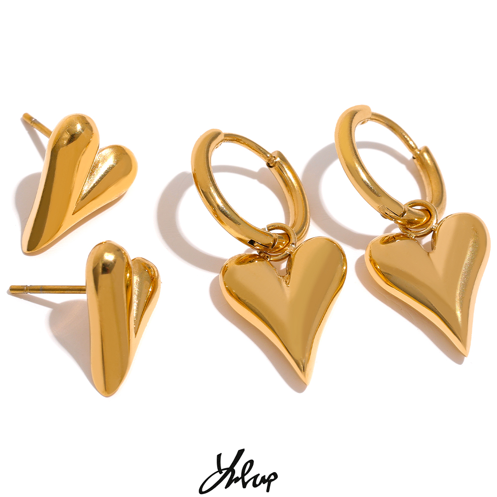 Chic Gold Heart Huggie Hoop Earrings for Women