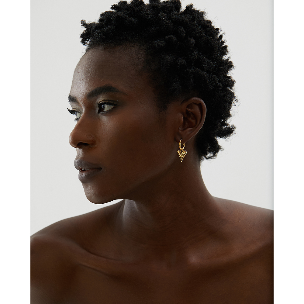 Chic Gold Heart Huggie Hoop Earrings for Women