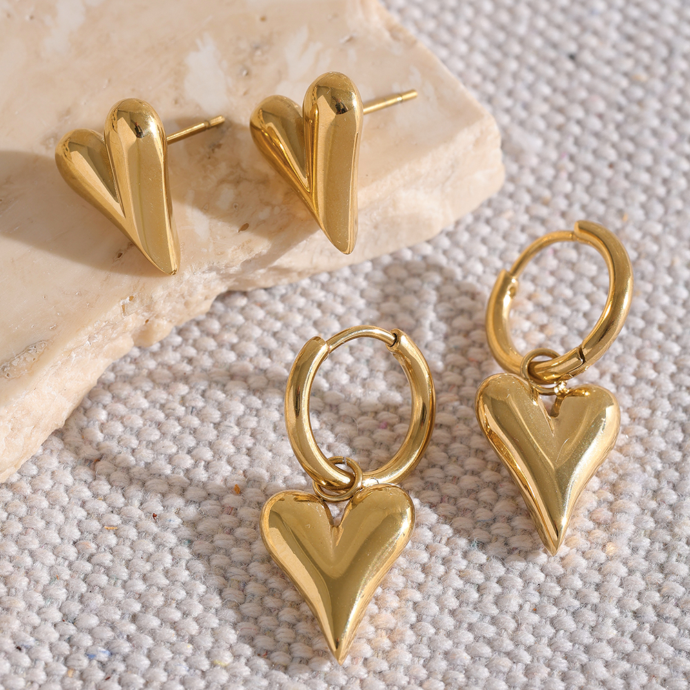 Chic Gold Heart Huggie Hoop Earrings for Women