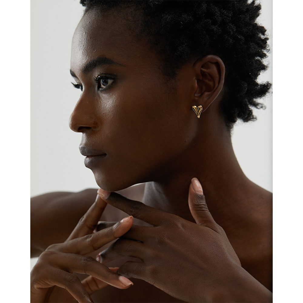 Chic Gold Heart Huggie Hoop Earrings for Women