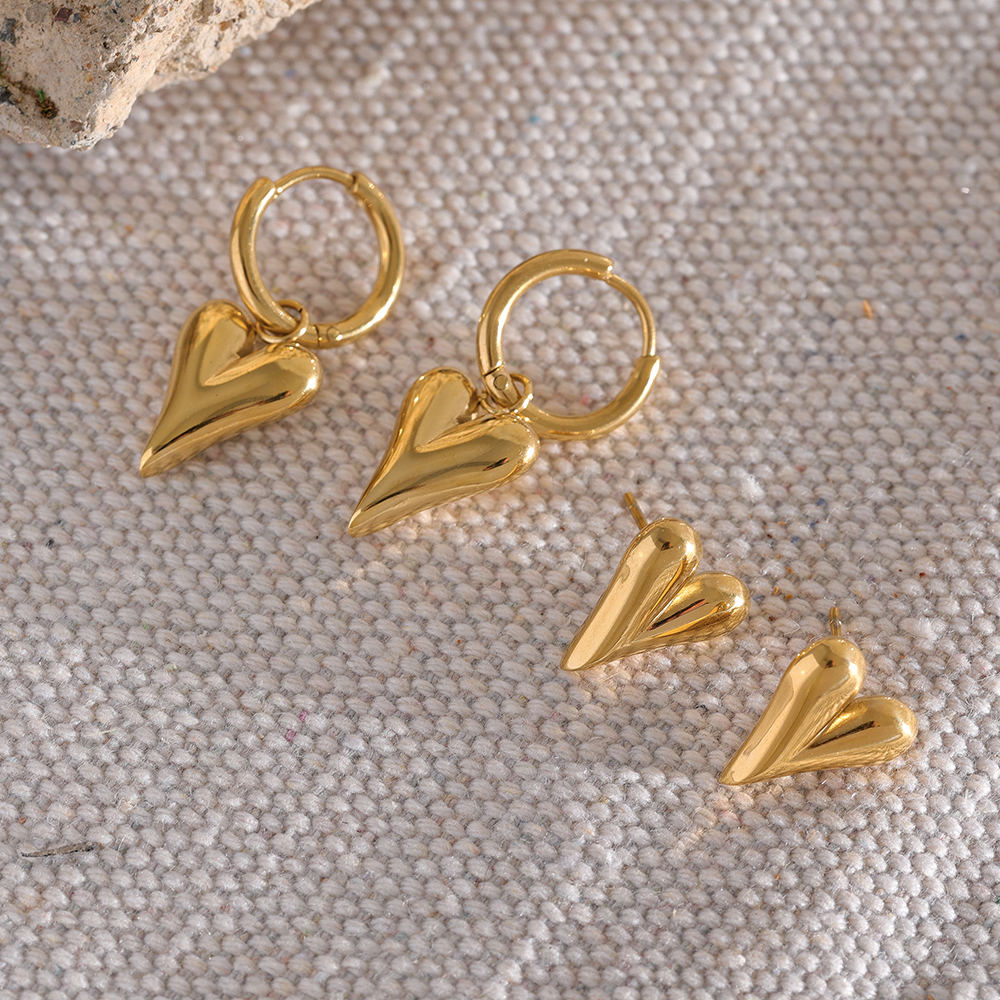 Chic Gold Heart Huggie Hoop Earrings for Women