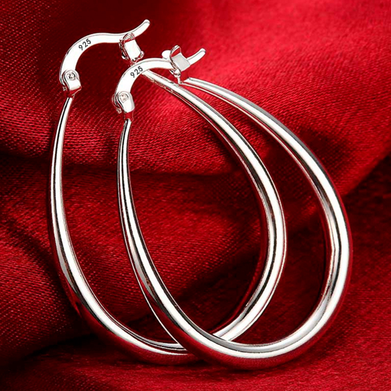 Large 41MM Sterling Silver Hoop Earrings for Women