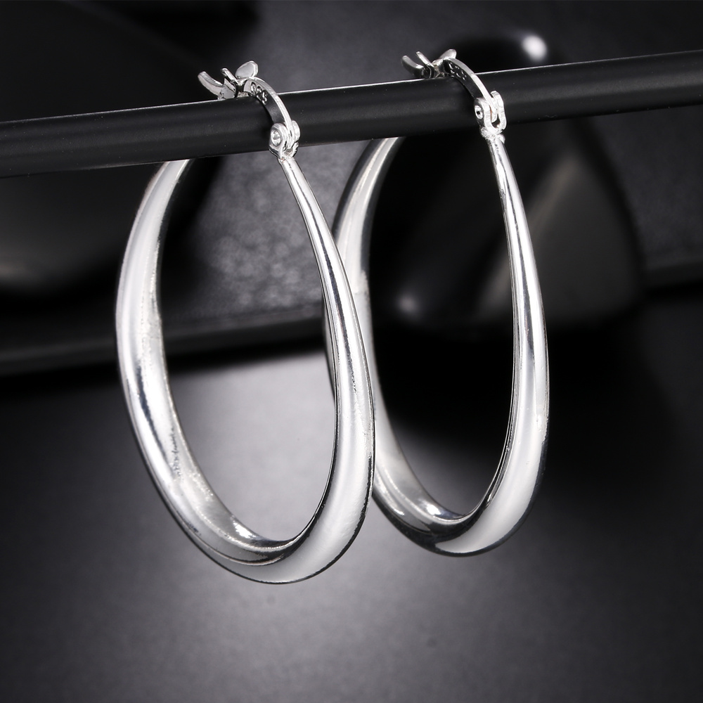 Large 41MM Sterling Silver Hoop Earrings for Women