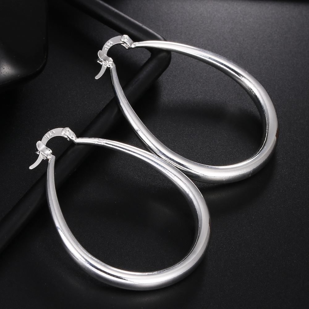Large 41MM Sterling Silver Hoop Earrings for Women
