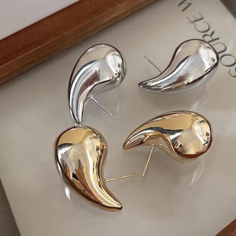 Chunky Gold Plated Dome Drop Earrings for Women
