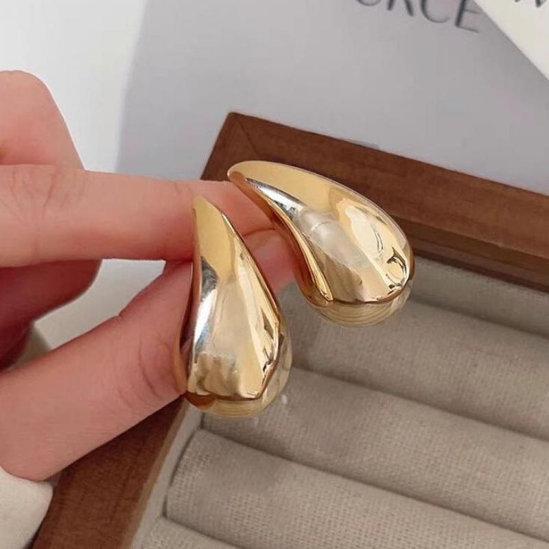 Chunky Gold Plated Dome Drop Earrings for Women