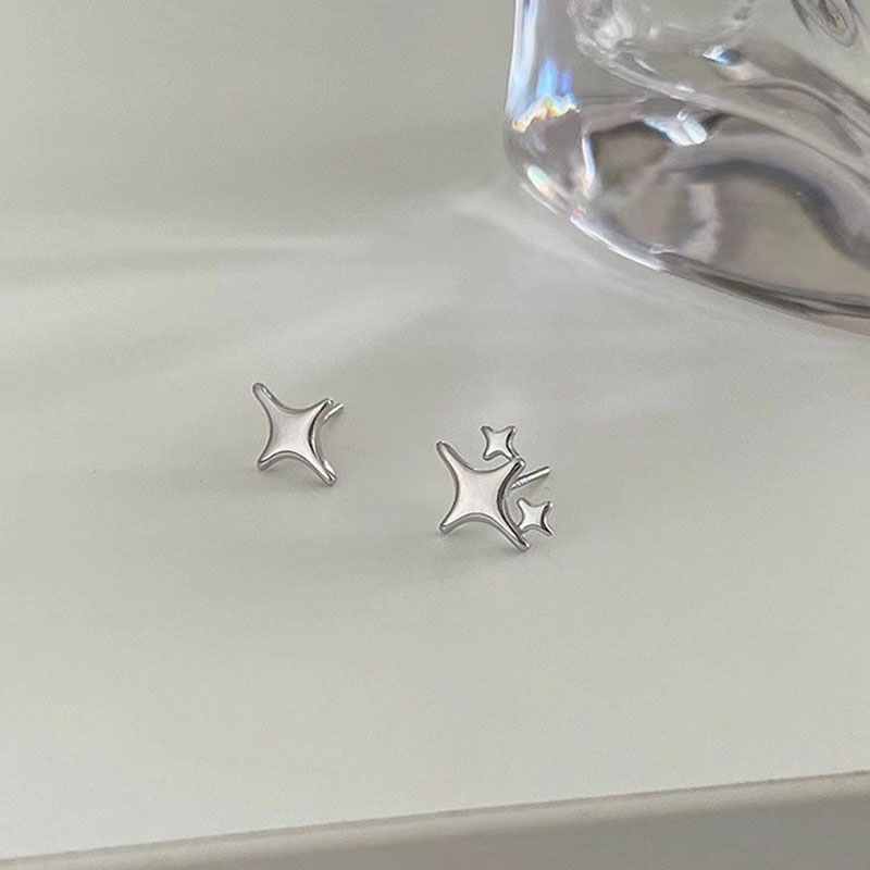 Silver Hollow Star Hoop Earrings - Vintage Aesthetic