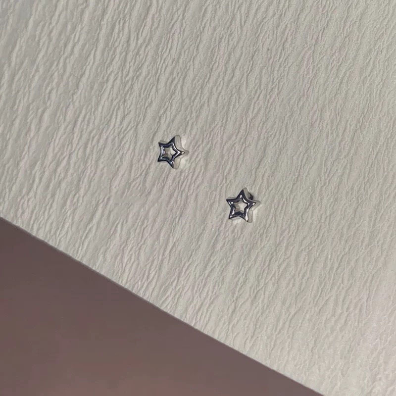 Silver Hollow Star Hoop Earrings - Vintage Aesthetic