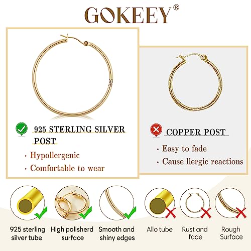 14k Gold Plated Hoop Earrings Set for Women