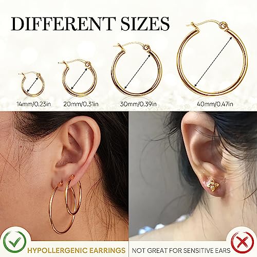 14k Gold Plated Hoop Earrings Set for Women