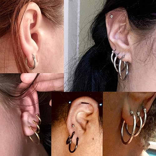 Cute Stainless Steel Hoop Earrings Set for Women