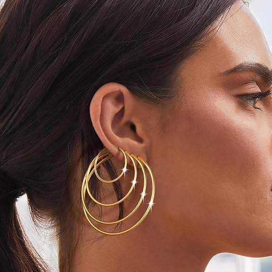 Versatile Gold & Silver Hoop Earrings Set