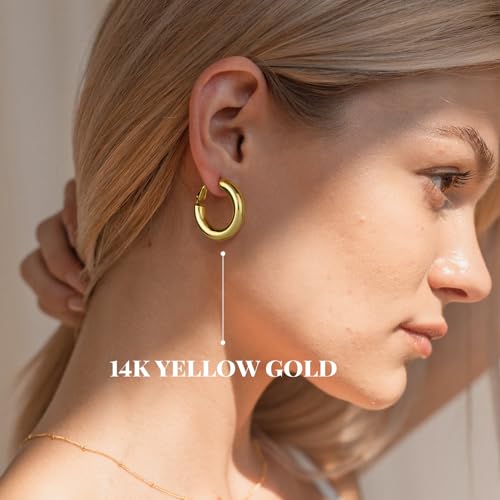 Chunky 14K Gold Plated Hoop Earrings for Women