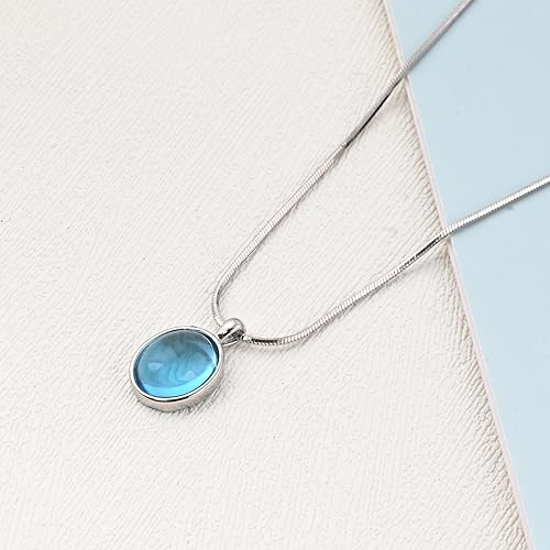 Aquamarine Necklace - Sterling Silver, March Birthstone, Handmade