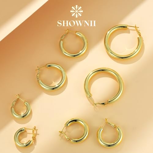 Chunky 14K Gold Plated Hoop Earrings for Women