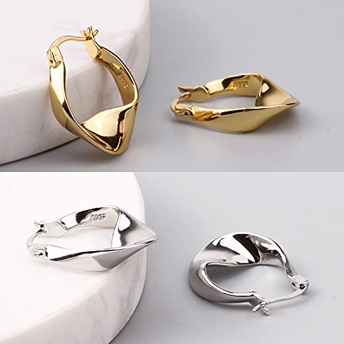 Chunky Sterling Silver Huggie Hoop Earrings