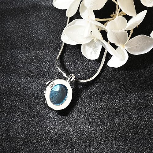 Aquamarine Necklace - Sterling Silver, March Birthstone, Handmade