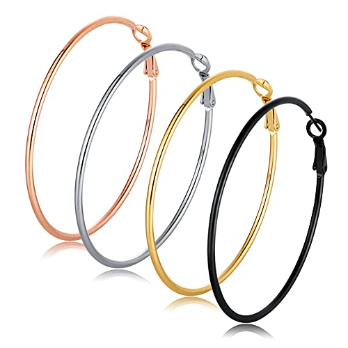 Stylish 4-Pair Big Hoop Earrings Set