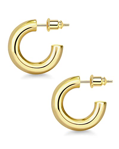 Chunky 14K Gold Plated Hoop Earrings for Women