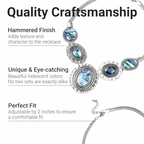 Abalone Shell Necklace & Earrings Set - Handmade Boho