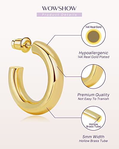 Chunky 14K Gold Plated Hoop Earrings for Women