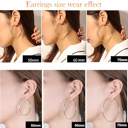 Dainty 14K Gold Large Hoop Earring Set