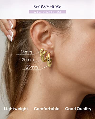 Chunky 14K Gold Plated Hoop Earrings for Women