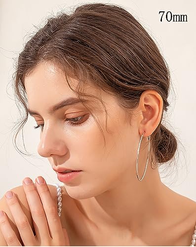 Dainty 14K Gold Large Hoop Earring Set