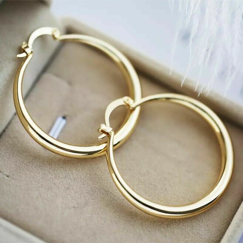 Elegant Gold Plated Round Hoop Earrings for Women