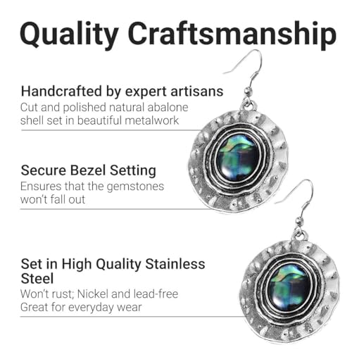 Abalone Shell Necklace & Earrings Set - Handmade Boho