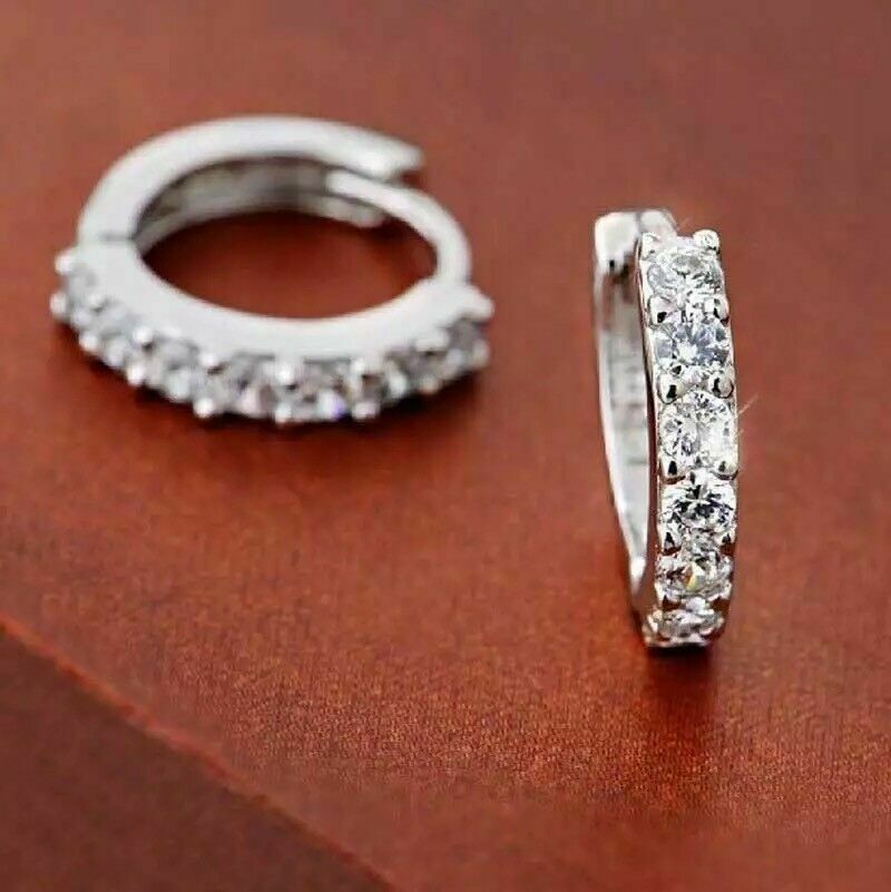 Sterling Silver CZ Cubic Huggee Hoop Earrings