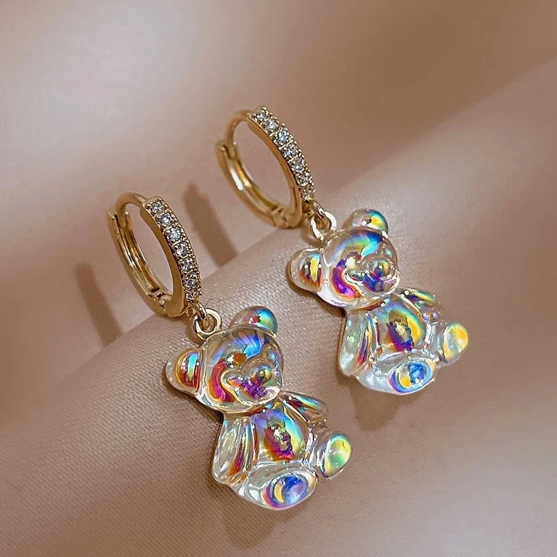 Rainbow Candy Bear Dangle Earrings for Women