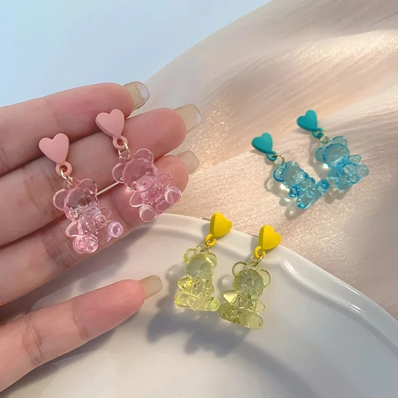Rainbow Candy Bear Dangle Earrings for Women