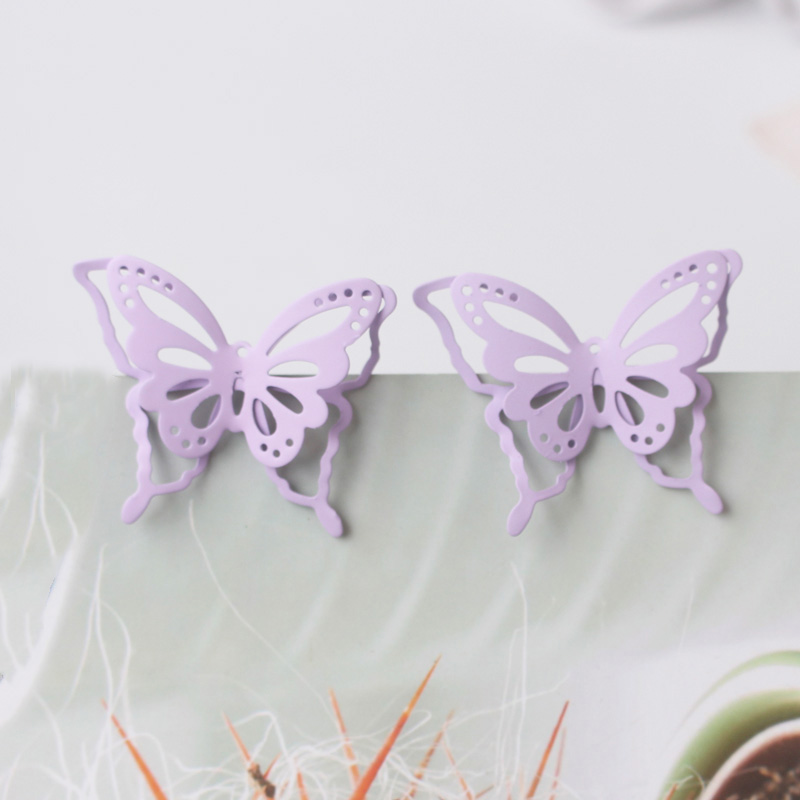 Purple Flower Butterfly Dangle Earrings for Women