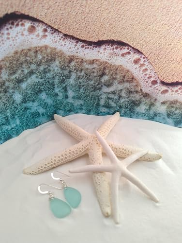 Sea Glass Earrings with Silver Knot on Hooks