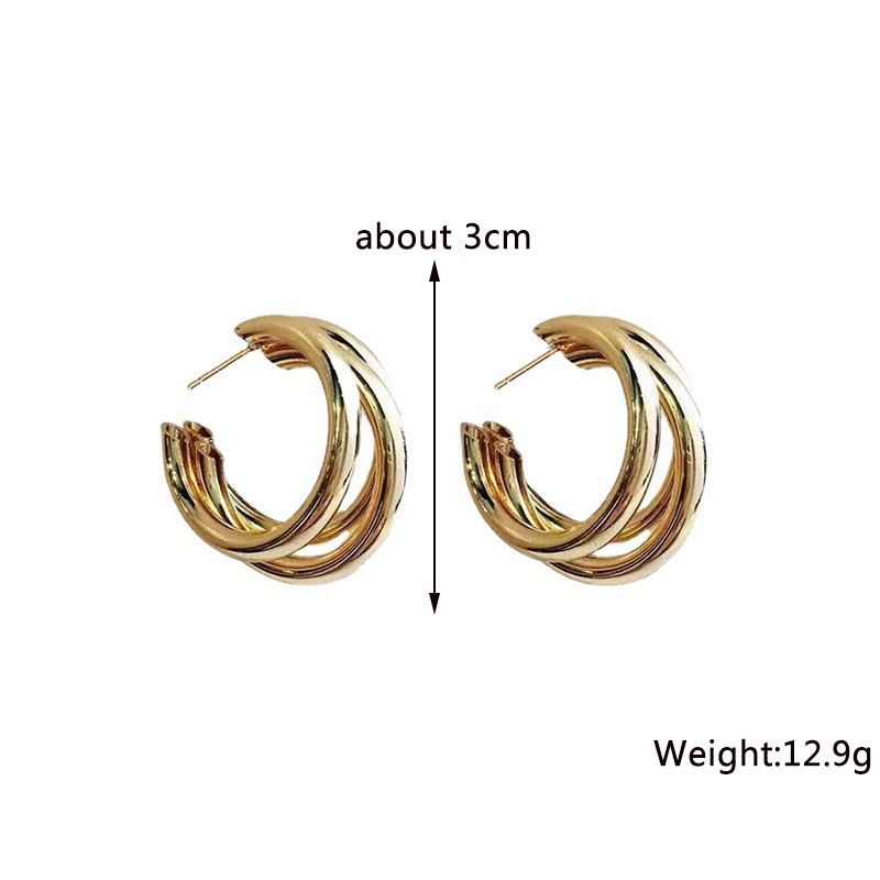 Gold C-shaped Dangle Earrings for Women