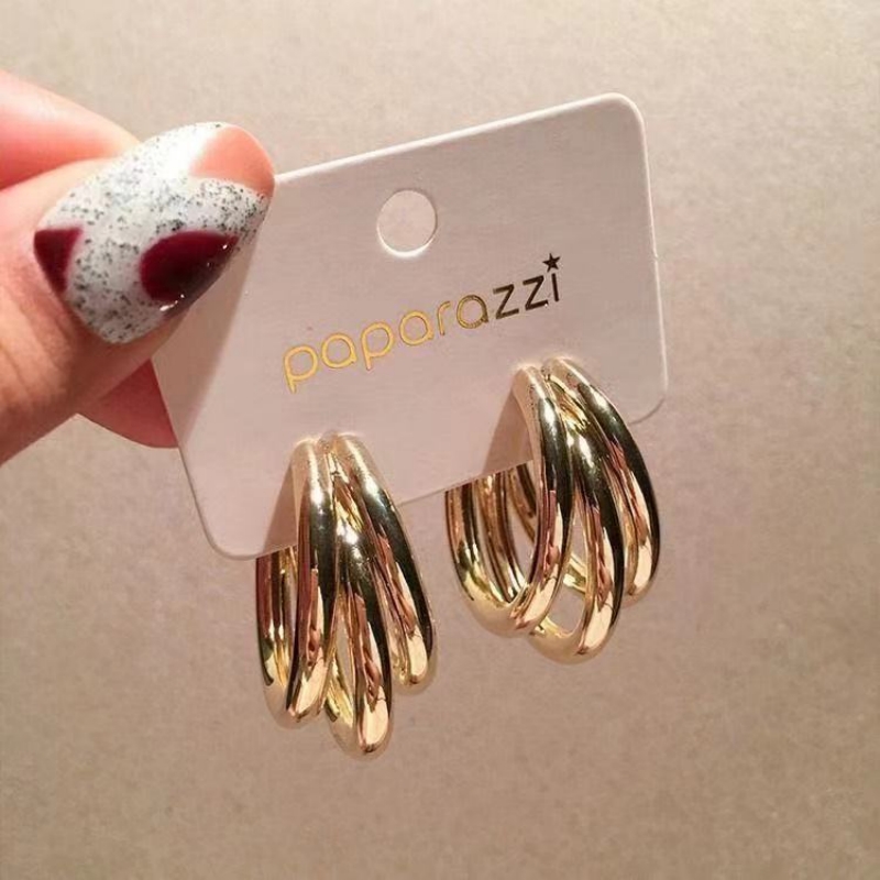 Gold C-shaped Dangle Earrings for Women