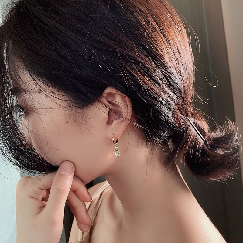 Asymmetric Star and Moon Dangle Earrings for Women