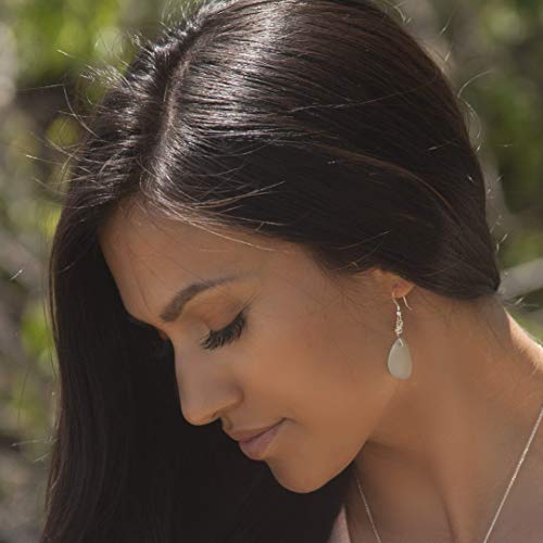 Sea Glass Earrings with Silver Knot on Hooks